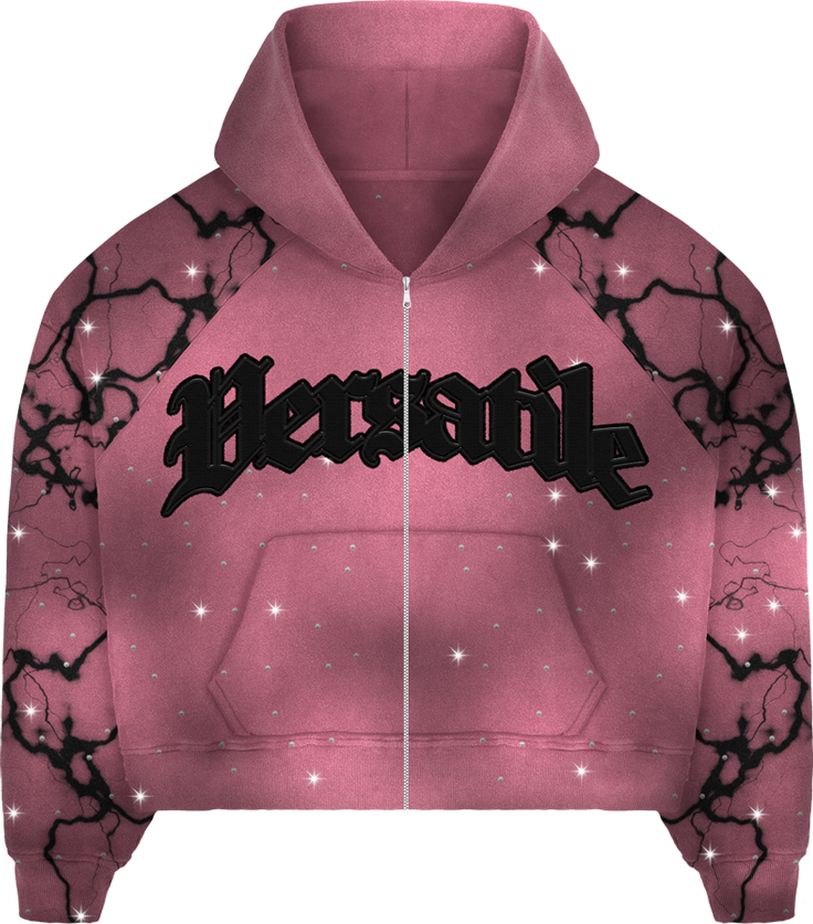 PINK BLING ZIP UP HOODIE