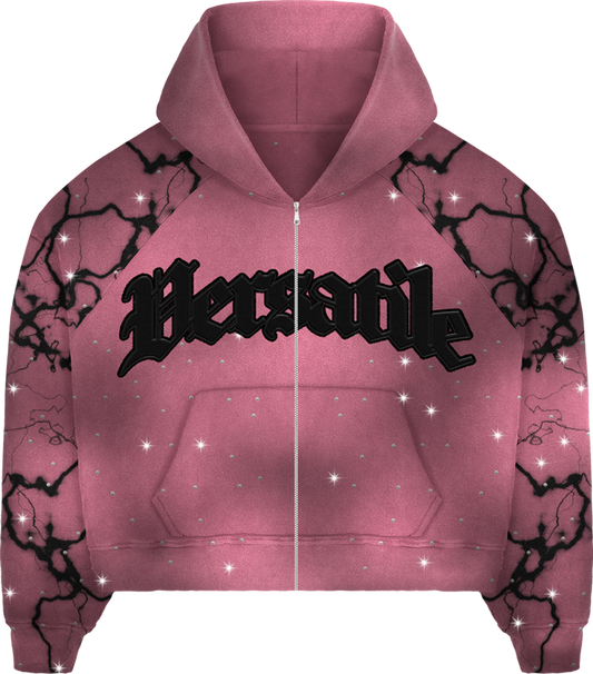 PINK BLING ZIP UP HOODIE