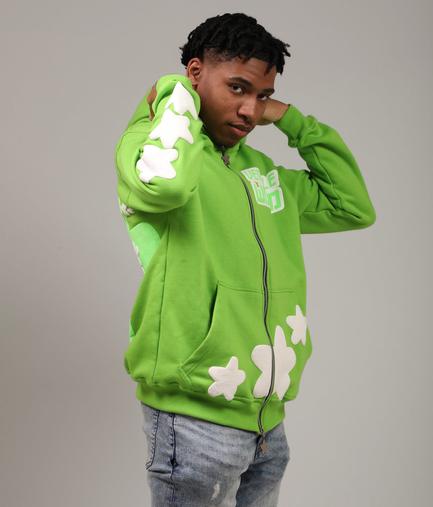 GREEN STAR FULL ZIP UP HOODIE