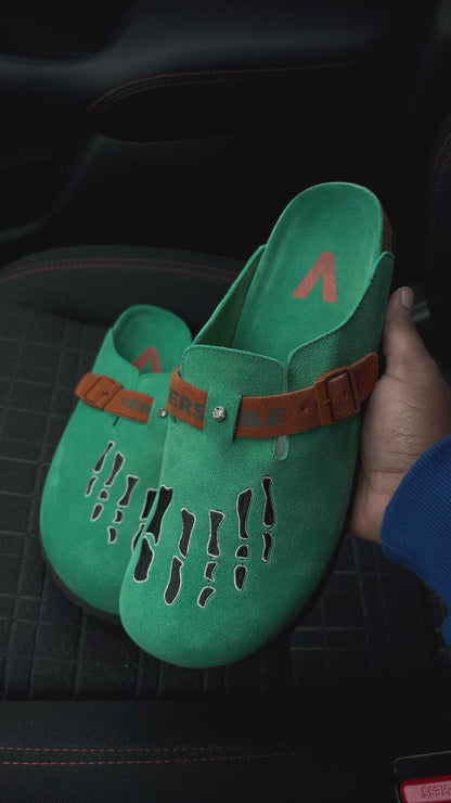 ON HAND GREEN SKELETON CLOGS